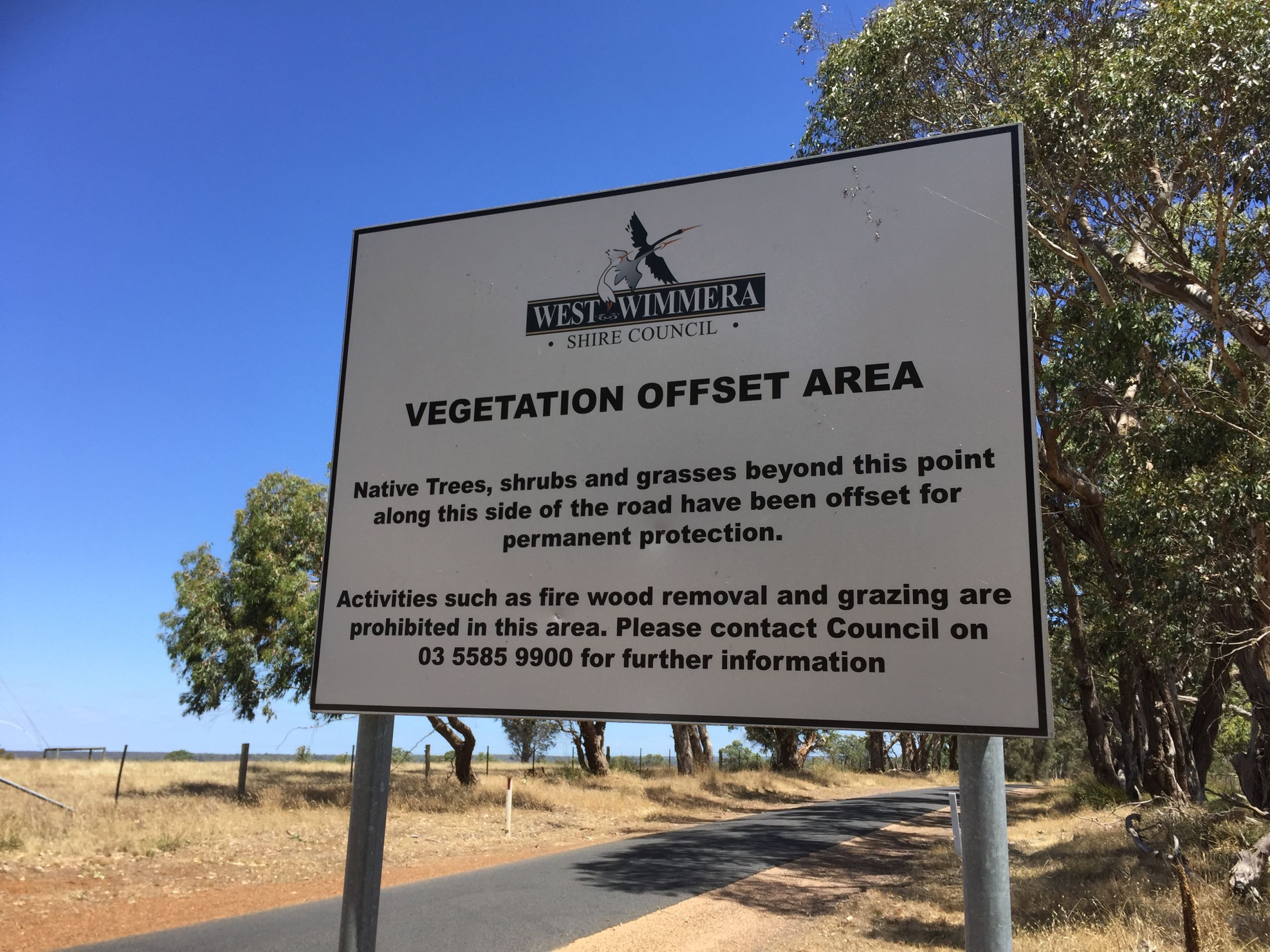 I sign signalling that the area has been designated as a vegetation offset area for a development site in another location. 