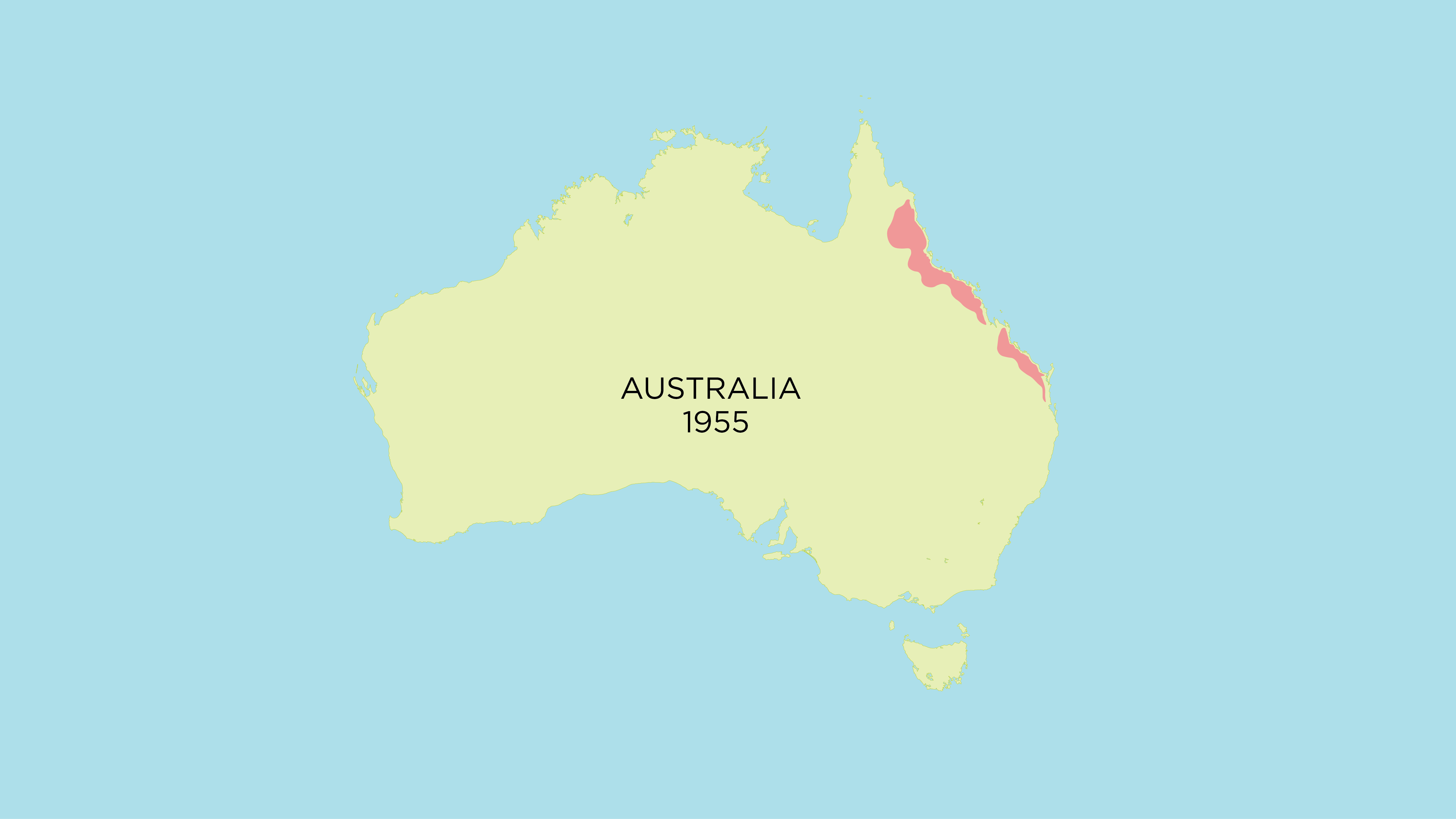 The spread of cane toads across Australia since 1935 when 101 were introduced to north Queensland (Source)