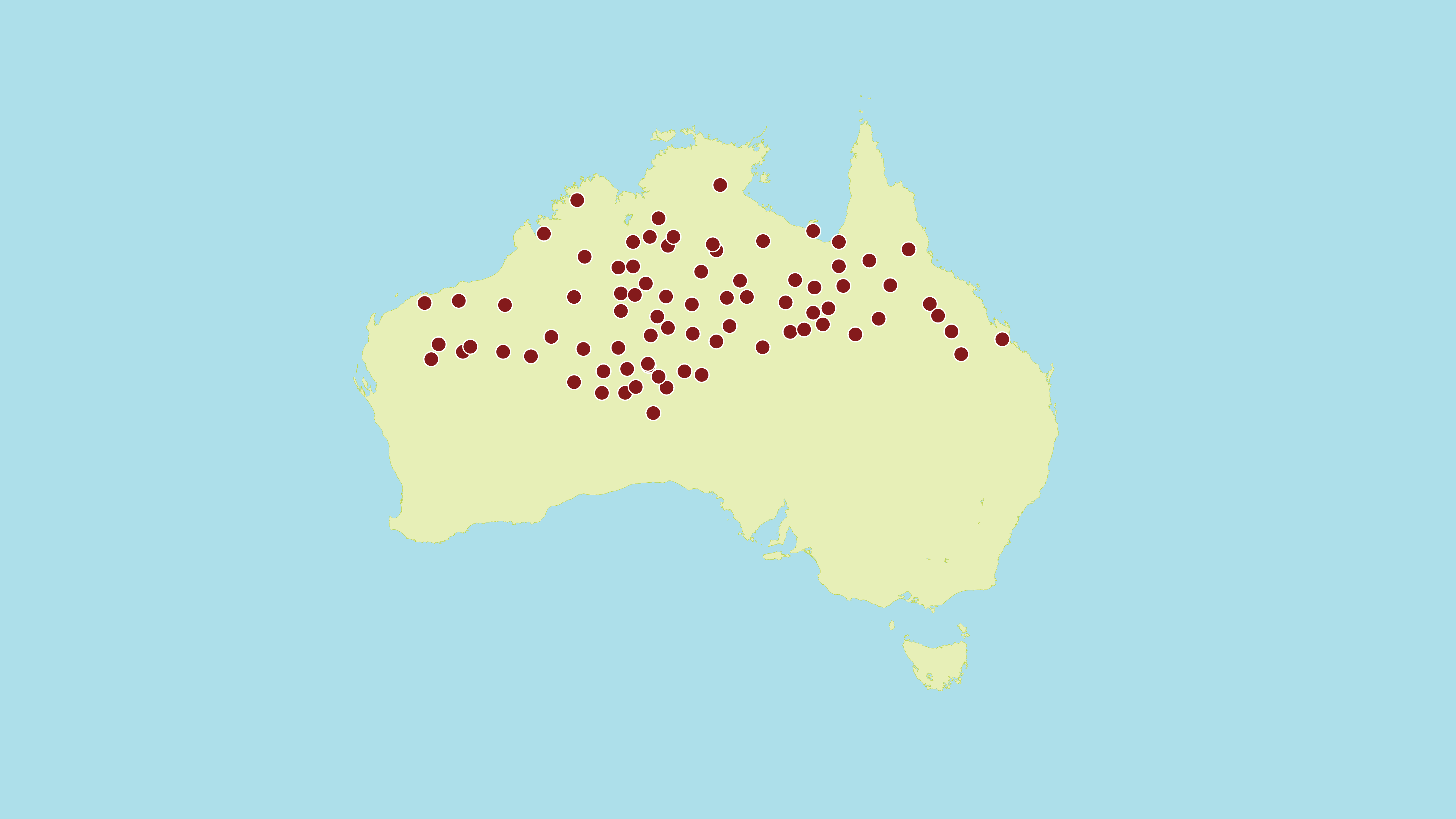 Occurrence of Triodia pungens (spinifex) across Australia.Source: Australia&#39;s Virtual Herbarium 