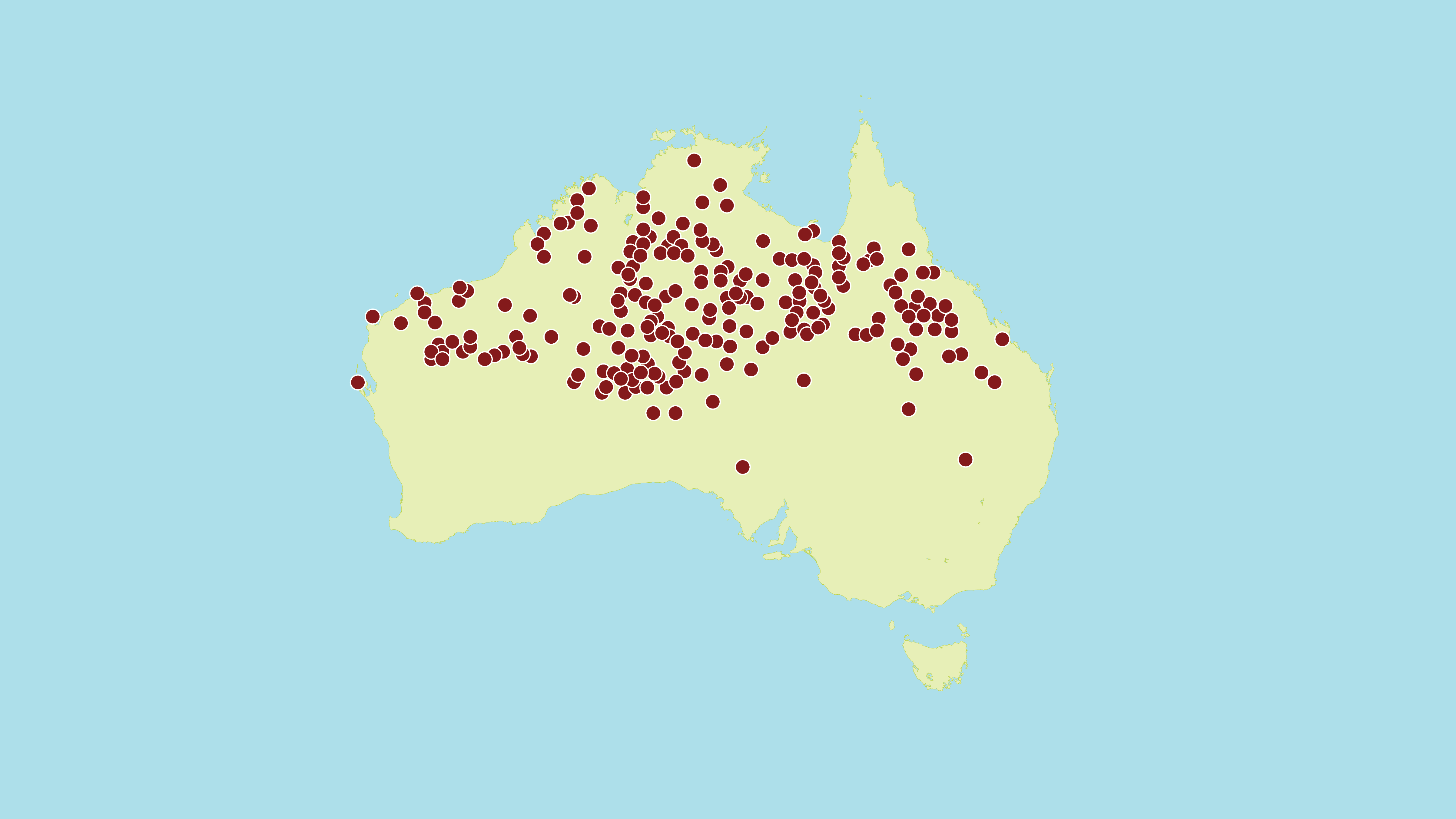 Occurrence of Triodia pungens (spinifex) across Australia.Source: Australia&#39;s Virtual Herbarium 