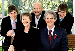  (from left) Ben, Barbara, Chris, John and Tim after the Queensland Greats ceremony in June 2007. Daughter Kate was in Melbourne and unable to attend the presentation.