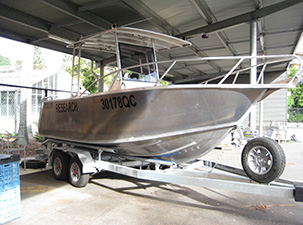 xiphius boat on a trailer