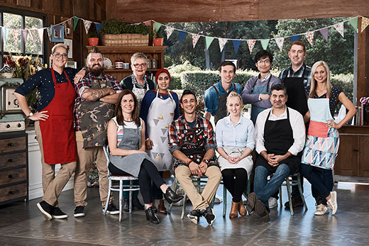 Group photo if the bakers in The Great Australian Bake Off.