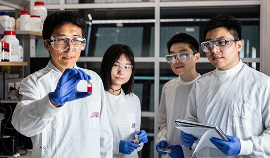 Research team L to R - Professor Lianzhou Wang, Shanshan Ding, Mengmeng Hao, Dr Yang Bai.