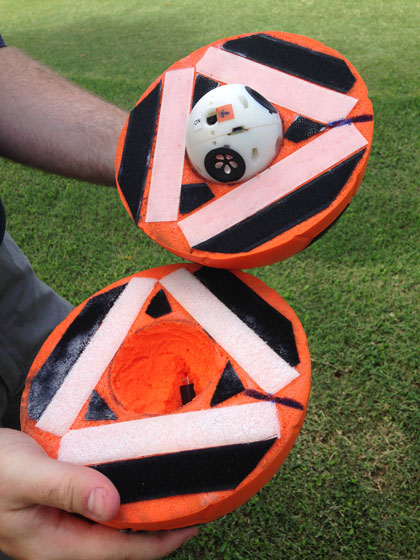 The inside of the robotic soccer ball.