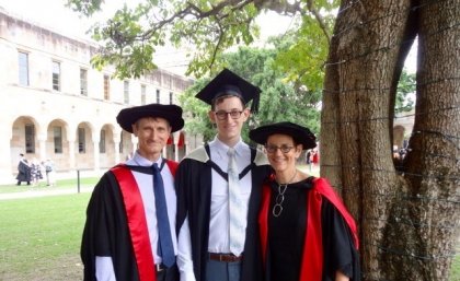 Max, with his parents Professor Peter Koopman and Associate Professor Carol Wicking.