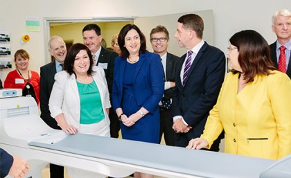  L to R: Professor Frank Gannon, the Hon Leeanne Enoch MP, Dr Paul Alexander AO, the Hon Annastacia Palaszczuk Premier of Queensland, Professor Peter Høj, the Hon Cameron Dick MP, Grace Grace MP, Christopher Coyne