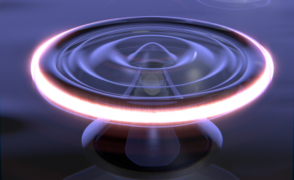 A bright laser beam was used to draw energy out of waves on the surface of the superfluid. Credit: Dr Christopher Baker and Professor Warwick Bowen A bright laser beam was used to draw energy out of waves on the surface of the superfluid. Credit: Dr Christopher Baker and Professor Warwick Bowen