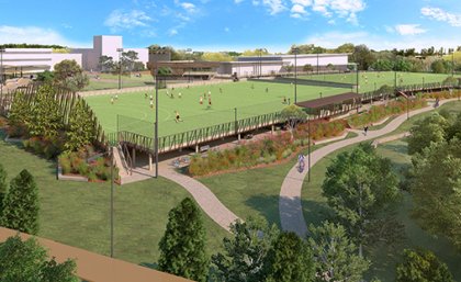 Artists impression of the new sports grounds and car park. Artists impression of the new sports grounds and car park.