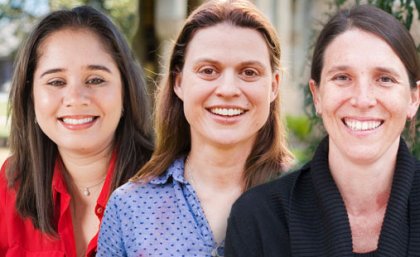 Dr Alize Ferrari (Queensland Centre for Mental Health),  Associate Professor Margaret Mayfield, School of Biological Sciences and Director of the Ecology Centre and Dr Eugenia Sampayo, School of Biological Sciences and ARC Centre of Excellence for Coral Reef Studies