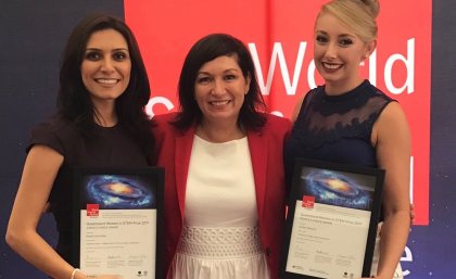 Dr Nasim Amiralian, Minister Leeanne Enoch and Ms Jordan Debono at the awards on Sunday.