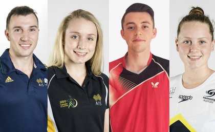 UQ athletes Michael Mercieca, Ellen Wright, Jake Duffy and Gemma Cooney.