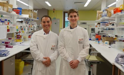 Dr Stephen Mattarollo and PhD candidate Michael Nissen.