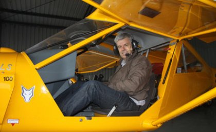 Professor Mike Levy prepares for take-off.