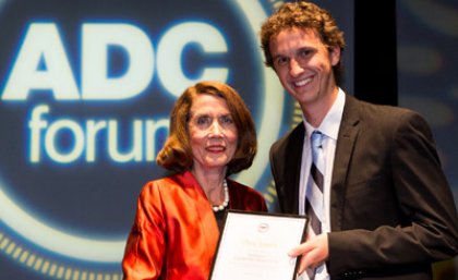 Receiving the Australian Leadership Award from Elizabeth Alexander AM, Chancellor of the University of Melbourne.