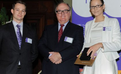 University of Queensland Law Society (UQLS) President Chad Hardy, The Hon Justice Patrick Keane and Catherine Drummond, winner of the UQLS Medal for the Most Outstanding Graduate of the Year.