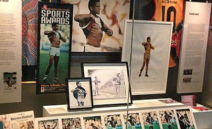 The "Black and Proud: A stand against racism" exhibition at the National Sports Museum, curated by Dr Gary Osmond from UQ and Dr Matthew Klugman from Victoria University. The "Black and Proud: A stand against racism" exhibition at the National Sports Museum, curated by Dr Gary Osmond from UQ and Dr Matthew Klugman from Victoria University.