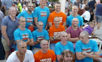 John Maunder (back row, third from left) with Team Maunder, comprising of friends and family members who braved the shave last Friday, at Brisbane's Regatta Hotel for the World's Greatest Shave.