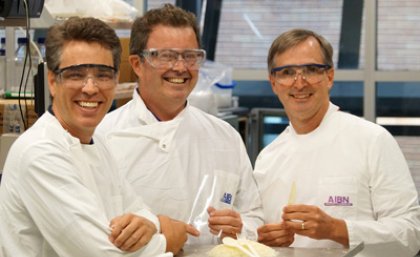 All set for Clean Up Australia Day are, from left, Professor John Dorgan, Professor  Peter Halley and Professor Joe Greene.