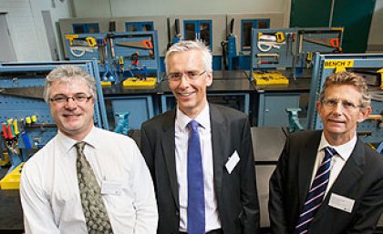 L to R: Professor Peter Knights, BMA Chair and Head of Division with the School of Mechanical Mining and Engineering, Mr Axel Kuhr, CEO of ABB, Professor Graham Schaffer, Executive Dean of EAIT