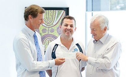 MND and Me Founder Scott Sullivan, QBI Development Board Chair Jeff Maclean, and QBI Director Professor Perry Bartlett MND and Me Founder Scott Sullivan, QBI Development Board Chair Jeff Maclean, and QBI Director Professor Perry Bartlett