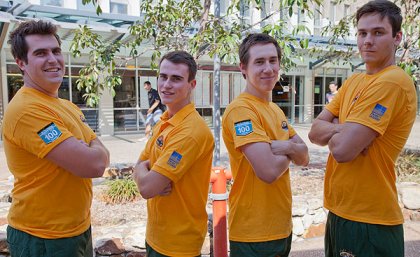 Aaron Cornish, Isaac Cornish, Hugh Catterall and Alex Moore are competing at the World Firefighter's Games 2012