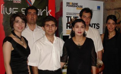 The Hezar Ava ensemble, from left: Pegah Varamini (ensemble leader, piano and vocal), Omid Rahimi (vocal and tonbak), Mostafa Odabaee (santour), Maryam Odabaee (tar), Barbod Valadi (alto tar) and Homeira Aryanpad (daf and back vocal).