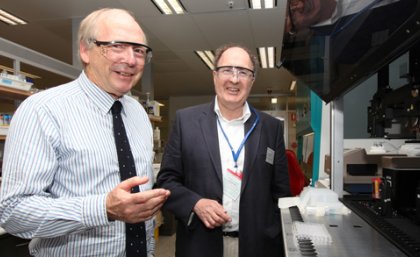 Professor Gray (left) with Sir Greg Winter, the renowned British biochemist who developed the world's first fully human antibody Professor Gray (left) with Sir Greg Winter, the renowned British biochemist who developed the world's first fully human antibody