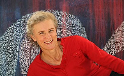 Kathryn Brimblecombe-Fox in front of one of her artworks Kathryn Brimblecombe-Fox in front of one of her artworks