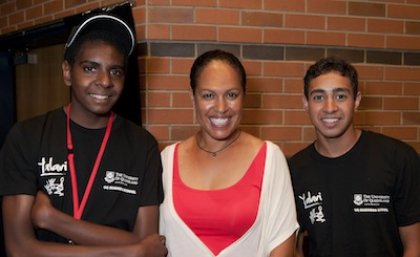 Attending the 2012 Yalari Horizons Leadership Camp were, from left, Michael Noah from Townsville Grammar, Christine Anu and Denzil Tighe from St Ignatius Riverview. Attending the 2012 Yalari Horizons Leadership Camp were, from left, Michael Noah from Townsville Grammar, Christine Anu and Denzil Tighe from St Ignatius Riverview.