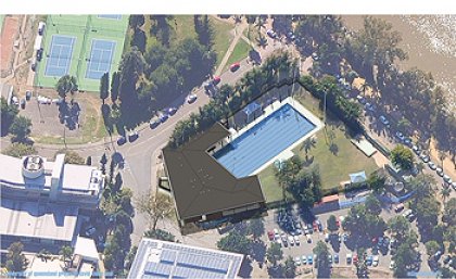 Perspective of UQ aquatic centre (courtesy m3architecture) Perspective of UQ aquatic centre (courtesy m3architecture)