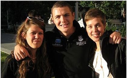 Lucy Bechtel (right) with members of The Global Sunrise at UQ