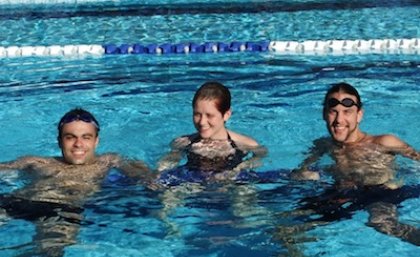 UQ students, from left, Diogo Costa, Erin Duddy and Boyd Watson enjoy the new pool. UQ students, from left, Diogo Costa, Erin Duddy and Boyd Watson enjoy the new pool.
