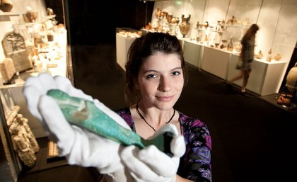 Classics and ancient history student Jessica Dowdell in the new temporary home for the UQ Antiquities Museum Classics and ancient history student Jessica Dowdell in the new temporary home for the UQ Antiquities Museum