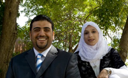 UQ Iraqi students Faisal Al-Fadhli (left) and Yussra Jabbar Sankoor Al-Humrany. Image - Ho Vu