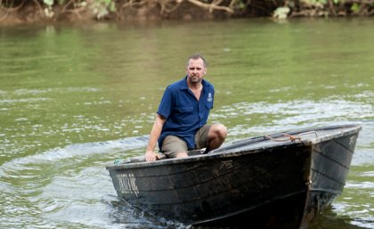 Professor Craig Franklin studying crocs in far north Queensland