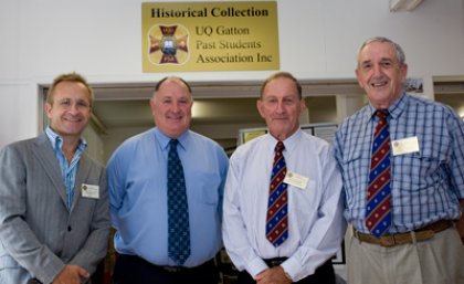 Graduate Hans Pearson, Mayor Steve Jones, Senior Vice President of UQGPSA Don Oxenham with Junior Vice President Peter Douglas. Graduate Hans Pearson, Mayor Steve Jones, Senior Vice President of UQGPSA Don Oxenham with Junior Vice President Peter Douglas.