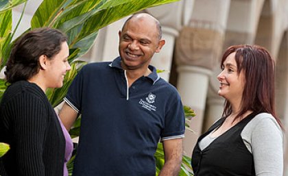 Russell Lingwoodock with fellow Indigenous staff members Deborah Stiles (right) and Sherrilee Bailiee Russell Lingwoodock with fellow Indigenous staff members Deborah Stiles (right) and Sherrilee Bailiee