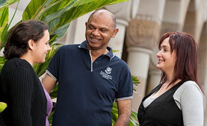 Russell Lingwoodock with fellow Indigenous staff members Deborah Stiles (right) and Sherrilee Bailiee