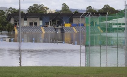 Flooding of the UQ Athletics Track. Flooding of the UQ Athletics Track.