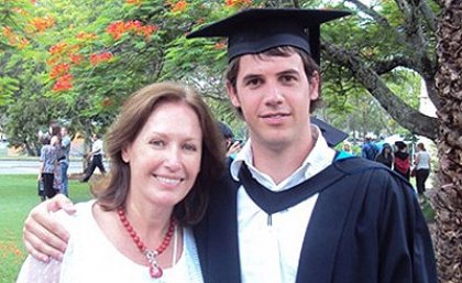 Norman Rieder with his mum on graduation day