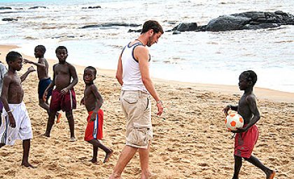 Playing football in Ghana