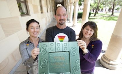 UQ Allies with the 2010 Diversity@Work award, from left, Beverley Podhajsky (Student Centre), Michael McNally (NTEU UQ Branch) and Marnie King (The Equity Office).