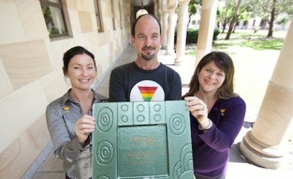 UQ Allies with the 2010 Diversity@Work award, from left, Beverley Podhajsky (Student Centre), Michael McNally (NTEU UQ Branch) and Marnie King (The Equity Office). UQ Allies with the 2010 Diversity@Work award, from left, Beverley Podhajsky (Student Centre), Michael McNally (NTEU UQ Branch) and Marnie King (The Equity Office).