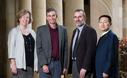 The winners of the UQ Foundation Excellence in Research Higher Degree Supervision awards. From Left: Associate Professor Melissa Brown, Professor Ian Godwin, Professor Ottmar Lipp and Professor Zhiguo Yuan.