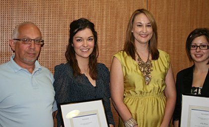 Professor Michael Bromley with Rebecca Brown, Margaret Lawson and Lily Howe