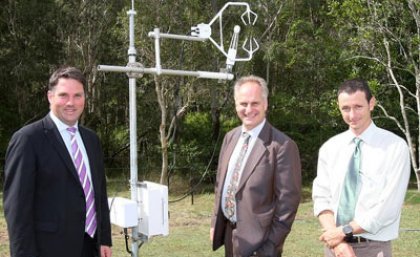 Parliamentary Secretary for Innovation and Industry Richard Marles, TERN Board Chair Andrew Campbell and TERN Director Professor Stuart Phinn, launching TERN under a flux tower at TERN’s research site in Samford Valley, Brisbane.