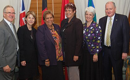 (From left) Professor Michael Keniger; Dr Cindy Blackstock; Dr Jackie Huggins; Ms Donna Klein-Kawane; Dr Jane Thomson; Professor Stewart Gill. (From left) Professor Michael Keniger; Dr Cindy Blackstock; Dr Jackie Huggins; Ms Donna Klein-Kawane; Dr Jane Thomson; Professor Stewart Gill.