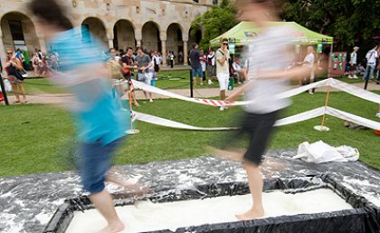 Students 'walking on water' during St Lucia Open Day 2008