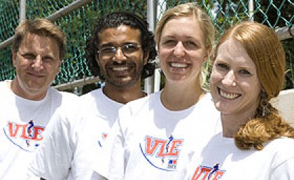 Dr Stephen Anderson and Vet students Guyan Weerasinghe, Sasha Laws-King, and Julia Dowsett.